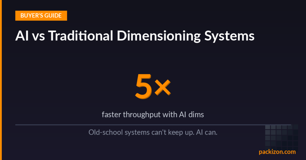 AI-powered dimensioning system compared to traditional laser dimensioner technology
