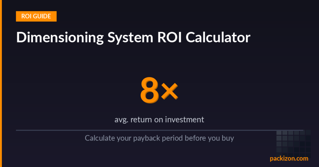 Dimensioning system ROI calculator showing payback period and cost savings
